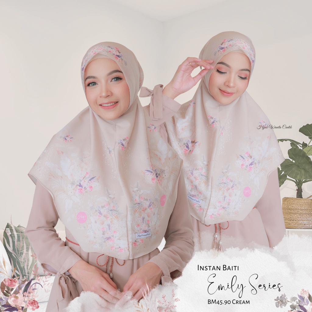 Hijabwanitacantik - Instan Baiti Emily BM45.90 Cream | Hijab Instan | Jilbab Instan