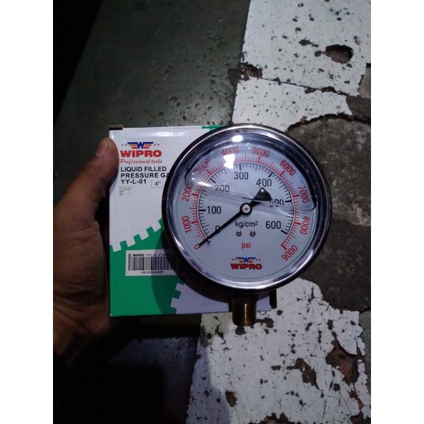 Manometer minyak /pressure gauge wipro 4inch ×3/8