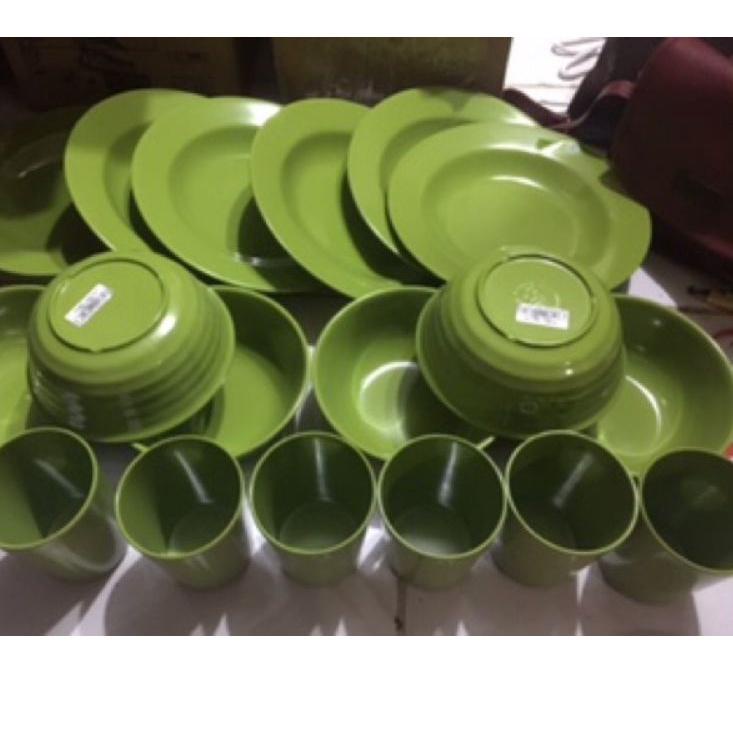 Promo banting--[18Pcs] Solusi Murah Paket 6 Piring ,6 Gelas,6 mangkok/free bubble dan dus cocok untu