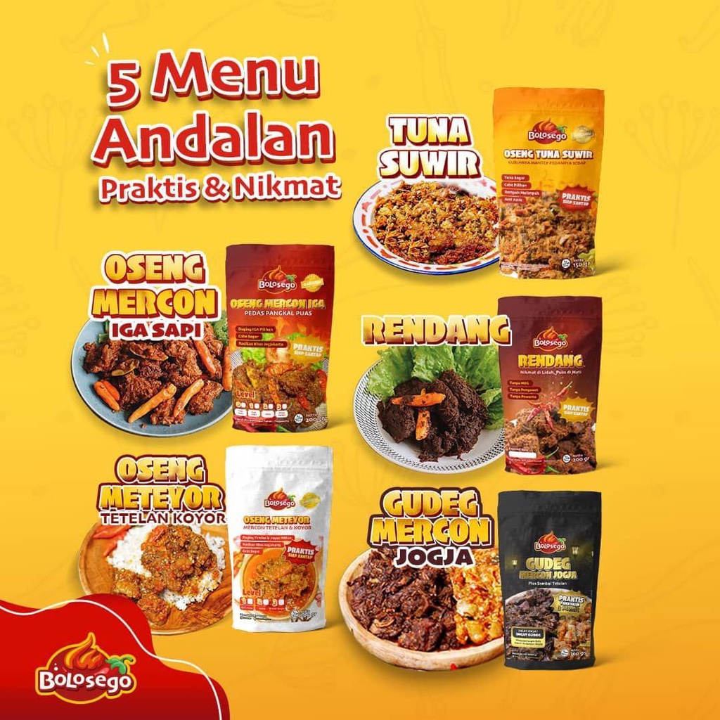 READY STOK BOLOSEGO Oseng Mercon Menu Lengkap Bergaransi