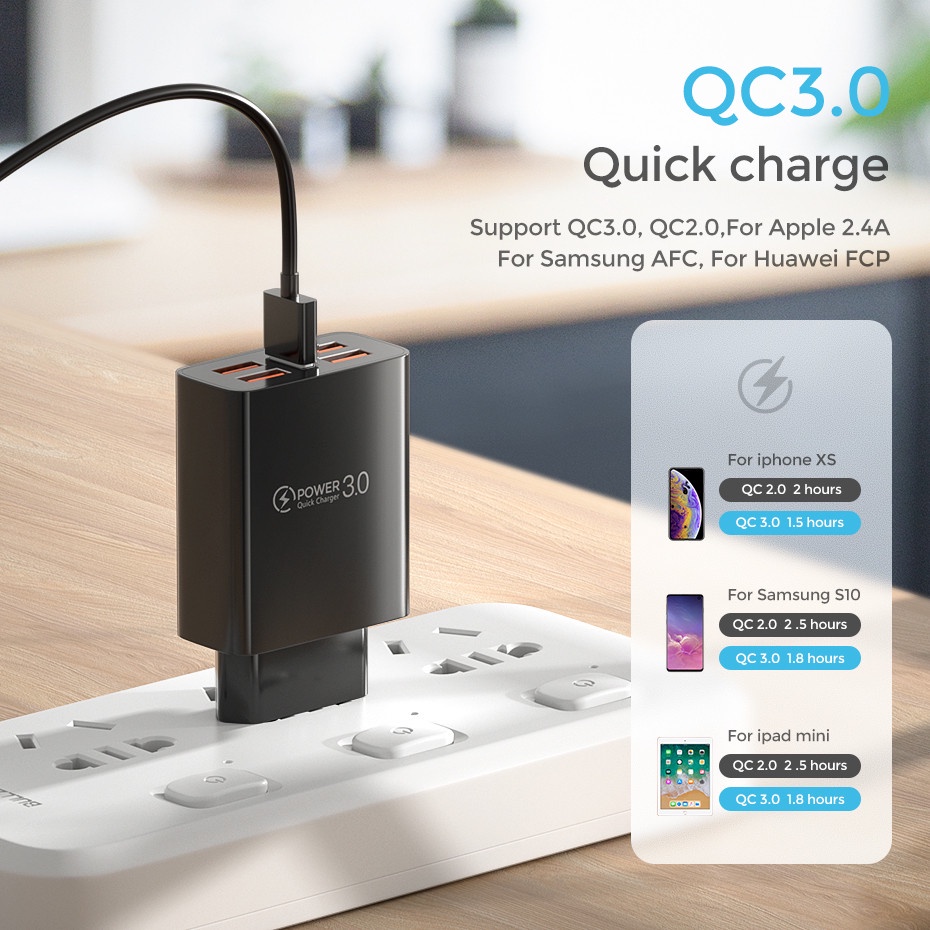 Adapter Charger Dinding 5 Port USB 3.0 4.0 48W Fast Charging Untuk Iphone 14 13 Pro Max Android