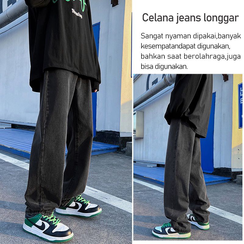 Celana Jeans Pria Kulot Oversize Loose Jeans Pria Model Kulot Model Casual Jeans Korea
