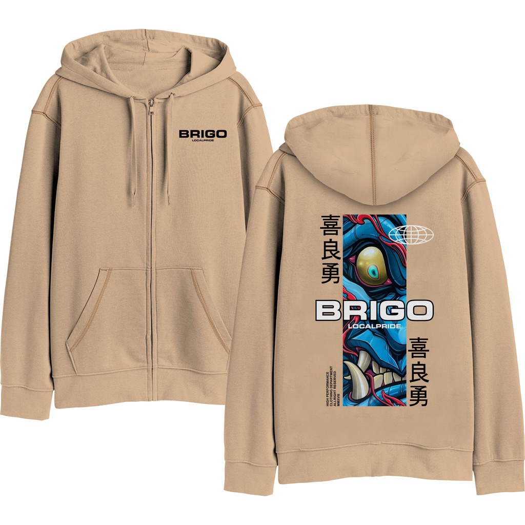 Sweater Hoodie Resleting BRIGO ONI Sablon DTF Fleece Cotton II BRIGO Zipper Jumper Hoodie ONI II M-XXL (Pria &amp; Wanita) Free stiker&amp;Gantungan Kunci