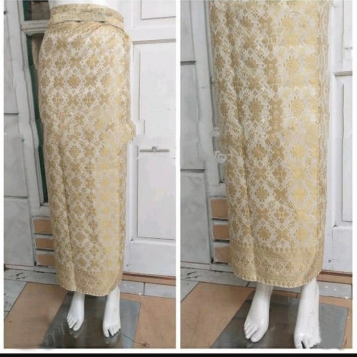 Baju rok panjang wanita muslim murah Rok songket kebaya pengantin terlaris - Cream