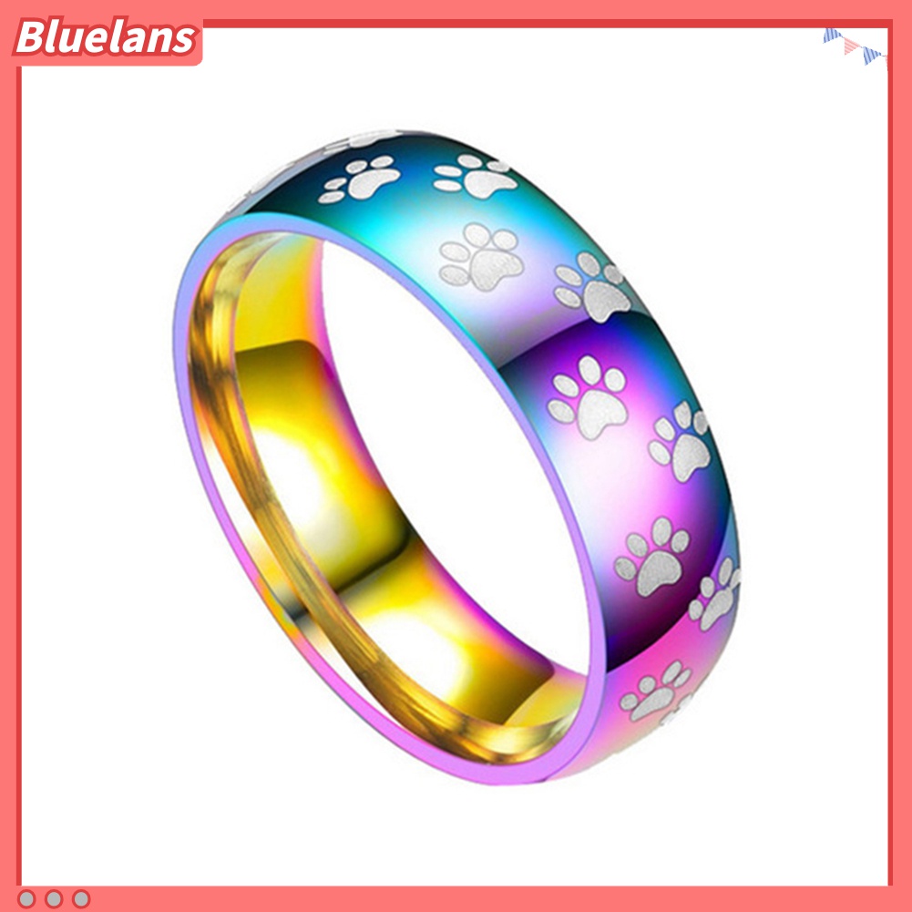 Cincin Bahan Titanium Steel Motif Print Hewan Untuk Pria Dan Wanita