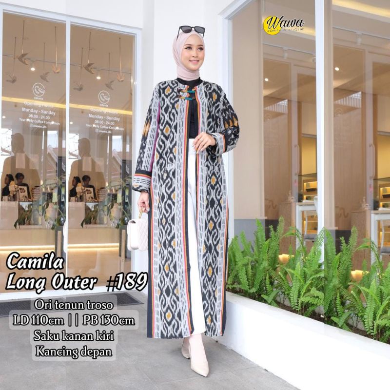 CAMILA LONG OUTER Ori Tenun Troso LD 110cm PB 130cm Saku Kanan Kiri Kancing Depan