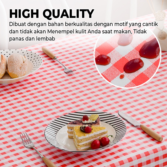 COD  - Taplak Meja Makan Cantik Kotak Kotak Ukuran 183cmx137cm Bahan PEVA - D11-3D