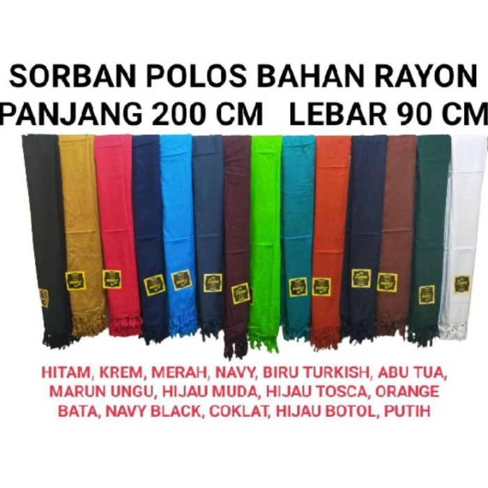Sorban SORBAN RAYON POLOS PANJANG 2 METER TERMURAH(X2H7) Sorban Putih Sorban Panjang GROSIR Sorban Y