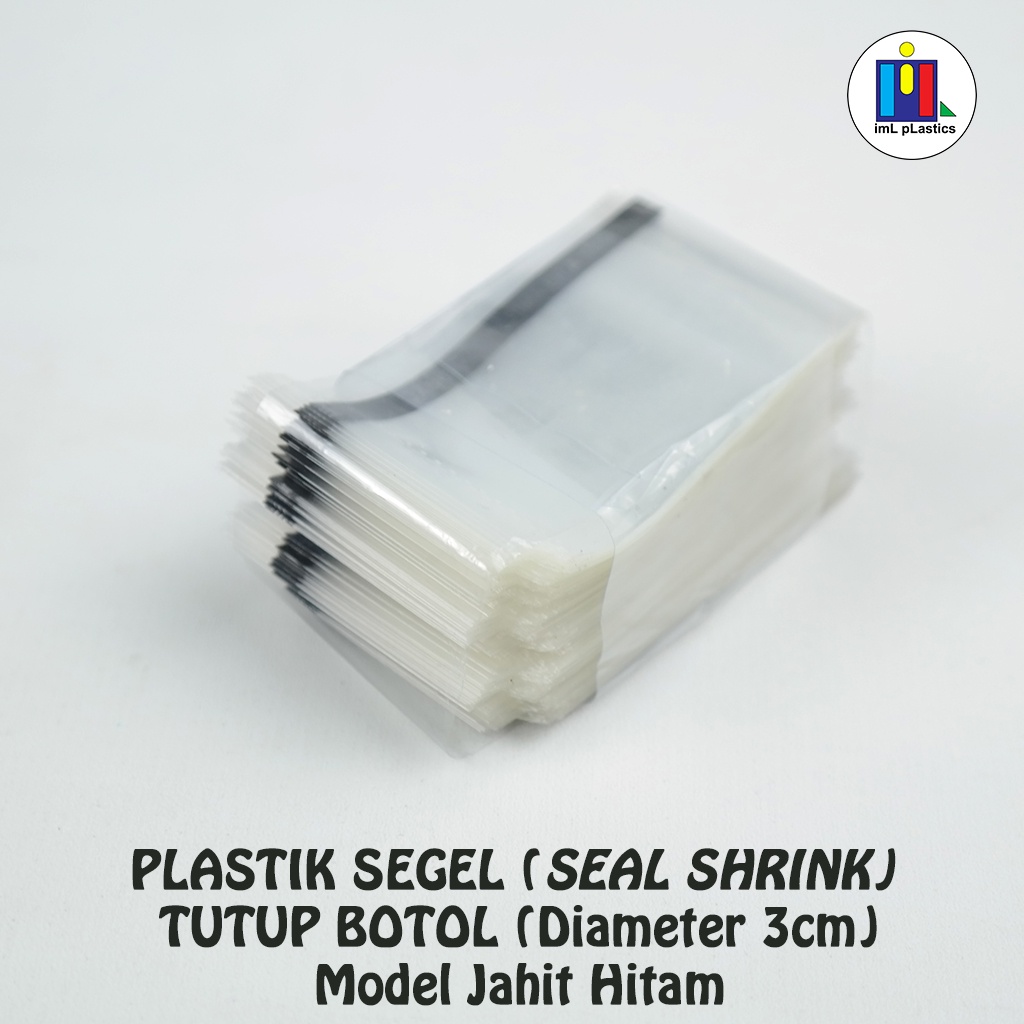 PLASTIK SEGEL (SEAL SHRINK) tutup botol 3cm Hitam Model Jahit - 100pcs