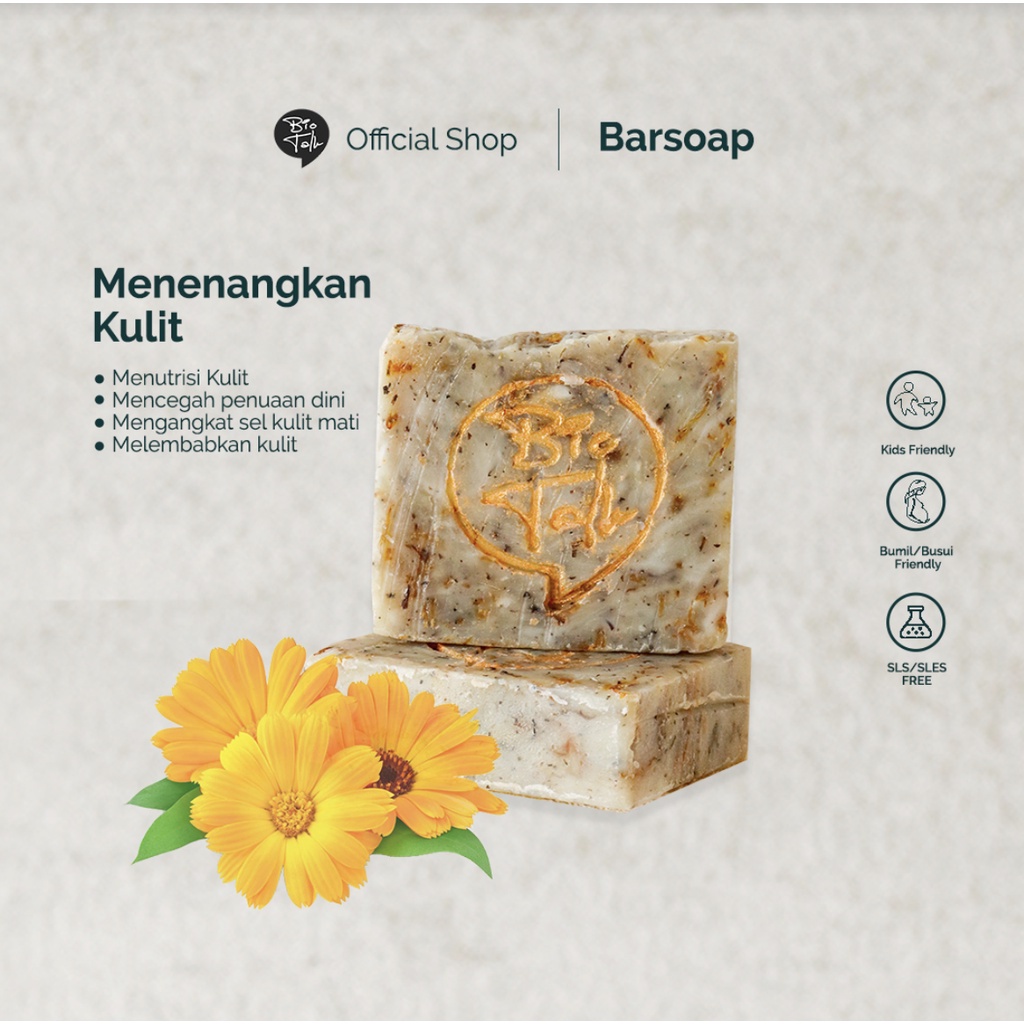 ⭐️ Jendela Kosmetik ⭐️ Biotalk / Bio Talk Sabun Herbal Handmade Soap - Centella Calendula -120 Gr / Sabun Bio talk / Bio Talk Sabun / Sabun Badan / Sabun wajah / Sabun Muka