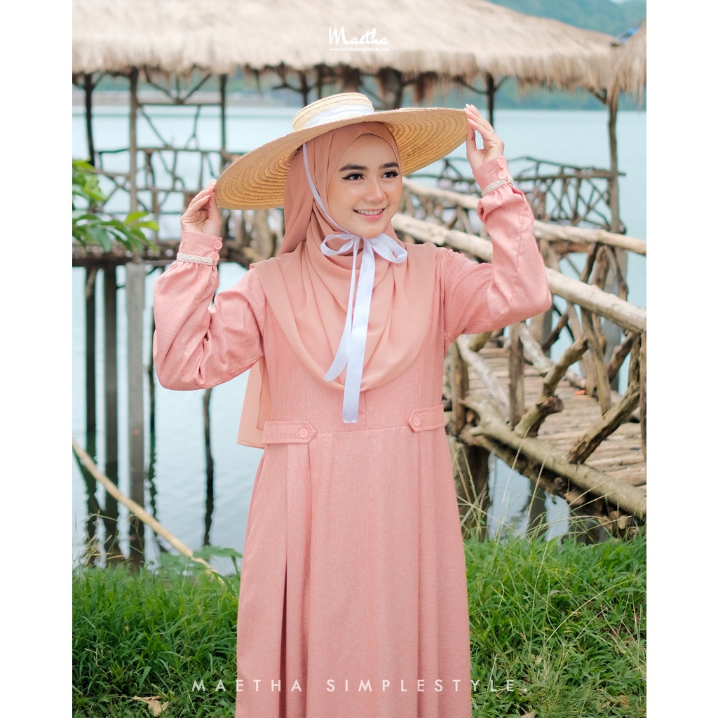 Maetha - Gamis Dewasa Light Orange Polos Ichi Series-1