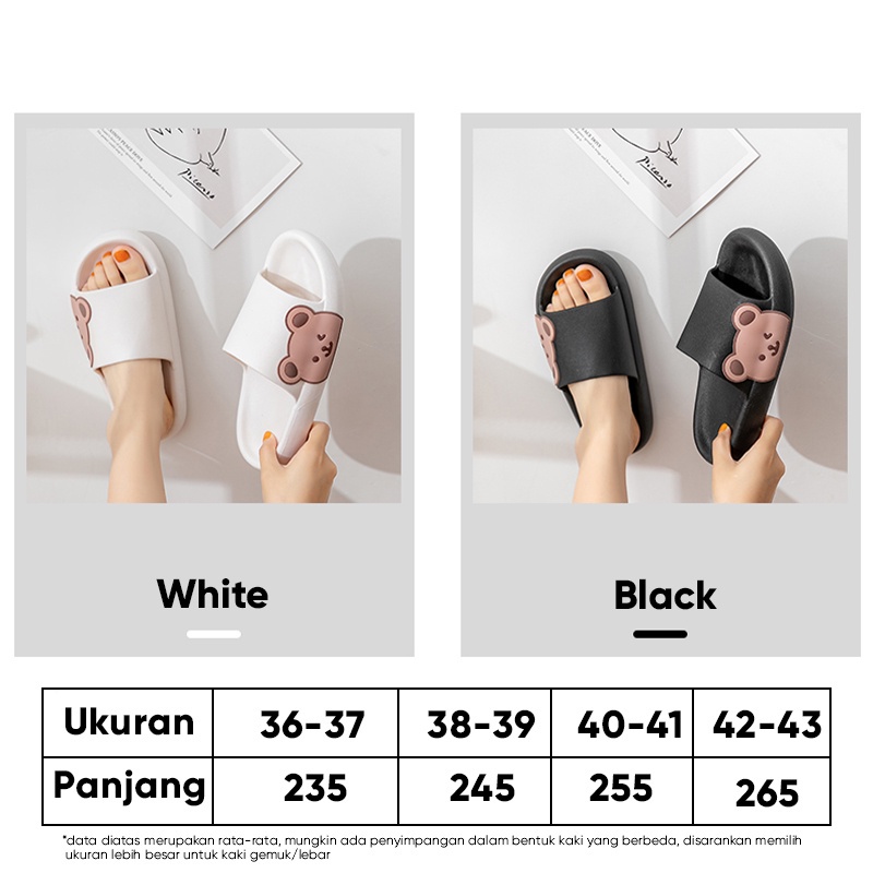 Lazy Bear Sendal Beruang Wanita/ Slip-On Sandal Jelly /Anti Slip Rumah Sandal / Sandal Jelly Import Wanita/ H03 Kamar Mandi Slipper