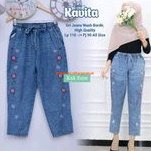 Hatari Celana Jeans Bordir Bunga Samping Pinggang Kolor Oufit Ngemall