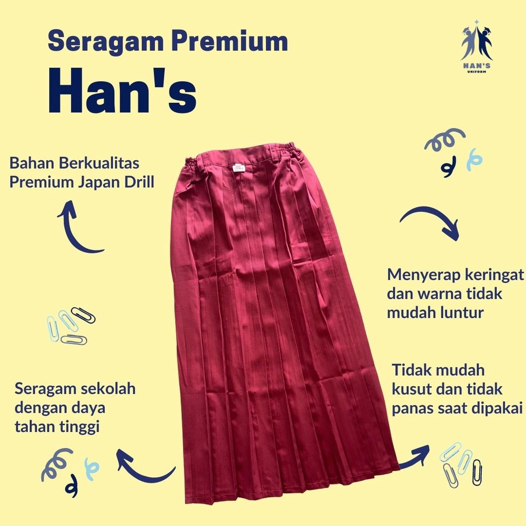rok seragam sd coklat merah premium japan drill pramuka