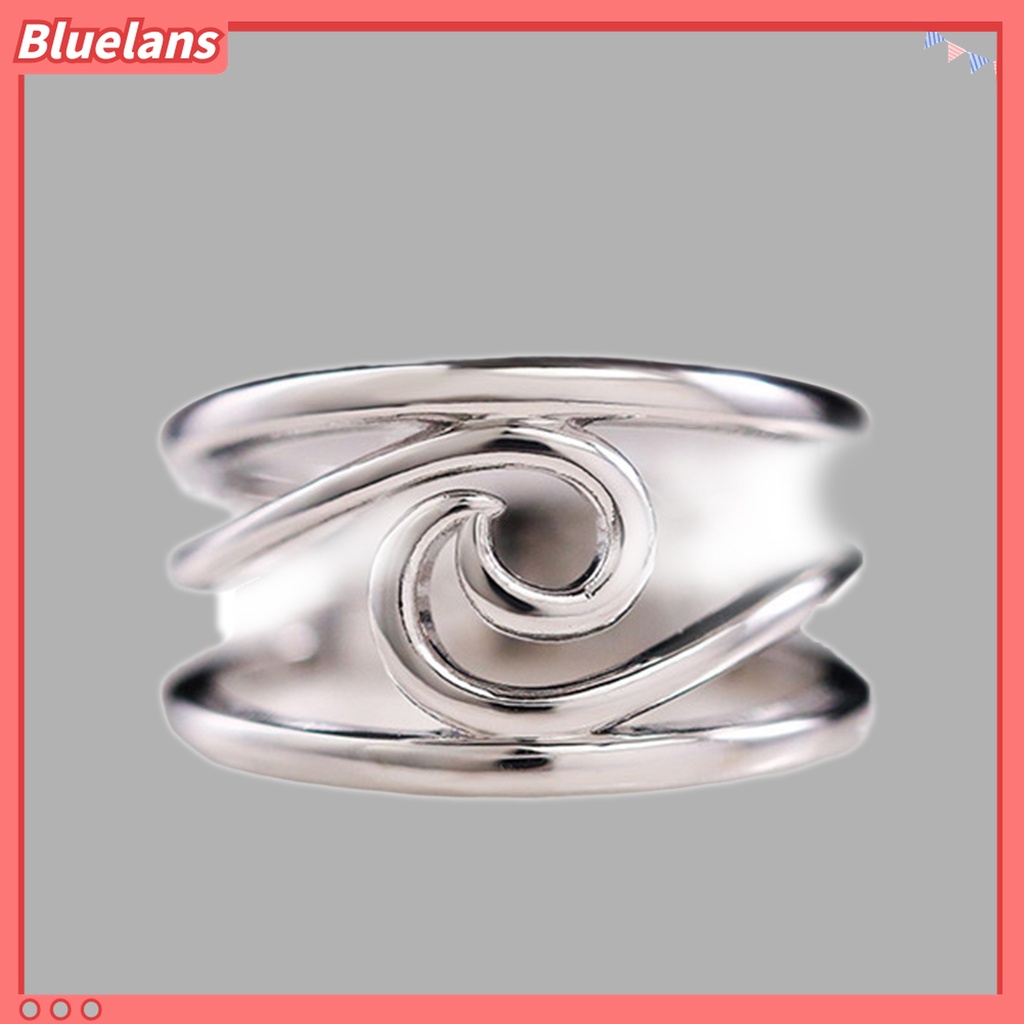 Cincin Electroplating Desain Gelombang Artistik Ringan Untuk Wanita