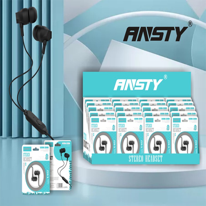 HEADSET EARPHONE HANDSFREE ANSTY E-022 MEGA BASS