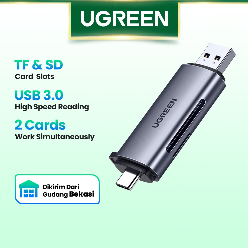 【Stok Produk di Indonesia】Ugreen Card Reader USB 3.0 &amp; Tipe C Ke Micro SD TF Untuk PC / Laptop