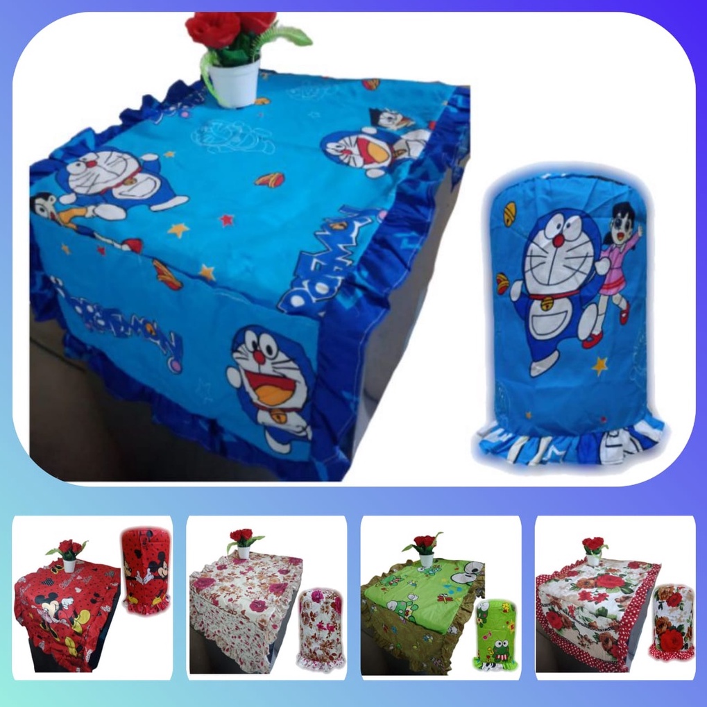 PROMO DISKON ....!!! SET SARUNG KULKAS + GALON KAI MOTIF KARAKTER DORAEMON