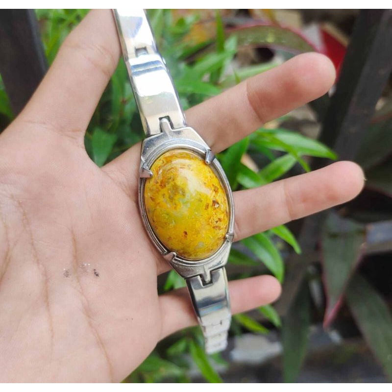 Gelang batu akik galih asem natural Model Jam