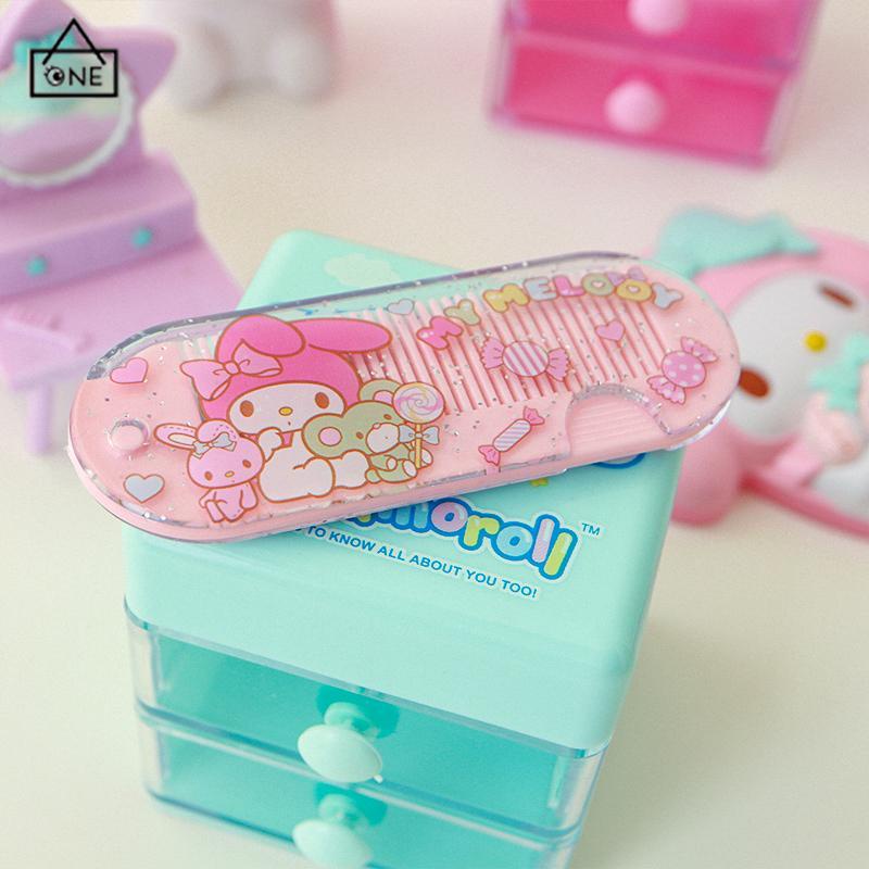 COD❤️Sisir Kecil Plastik  Kartun Lucu Lipat Portabel Sisir Poni  Kuromi Melody Cinnamoroll Kitty-A.one