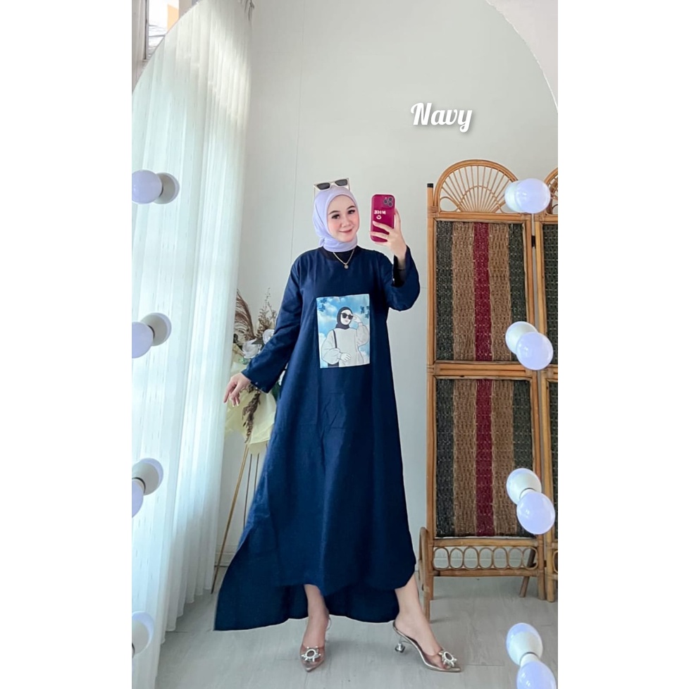 Gamis Print Sablon Viral Bahan Rayon