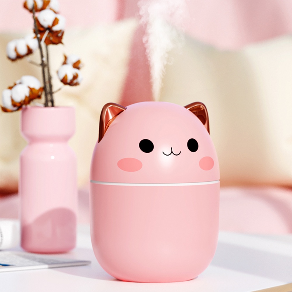 Humidifier Diffuser Aroma Essential Oil USB 250ml Bentuk Kartun Beruang Dengan Lampu Malam Untuk Mobil