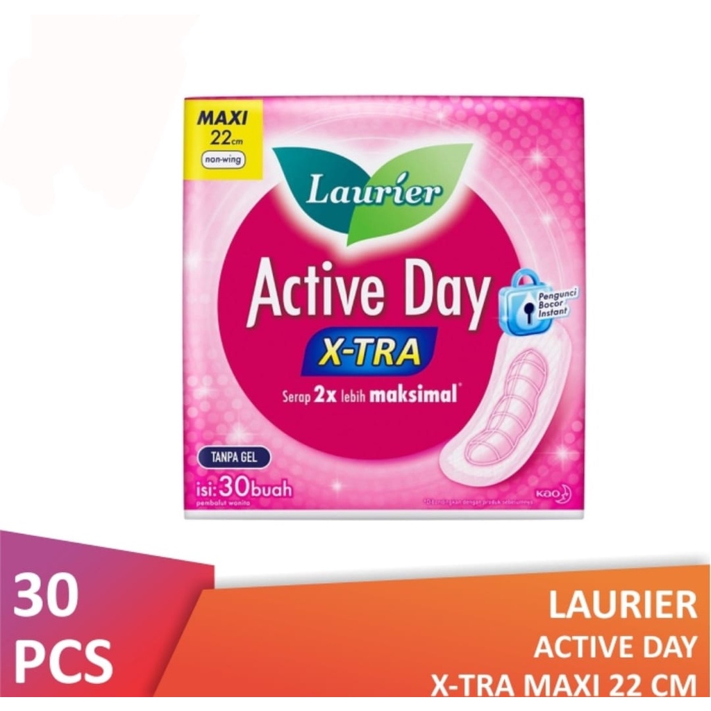 Softex LAURIER Active Day Super Maxi 30s 30 pcs 22 cm Non Wing Tanpa Sayap