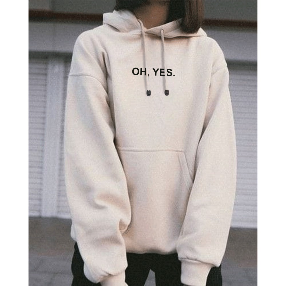 Parisdivarious Sweater Hoodie Jemper Oh Yes Bahan Fleece Size S - XXL (Pria &amp; Wanita)