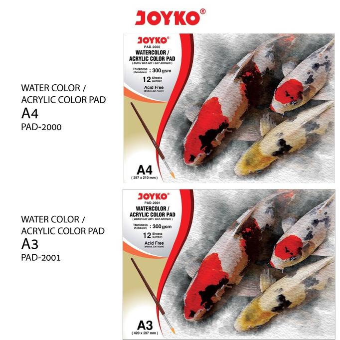 

(COD) Joyko Watercolor Pad Buku Gambar Cat Air Akrilik 300 gsm 12 Sheets