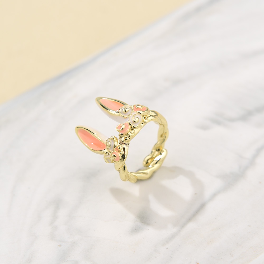 Cincin Model Telinga Kelinci Bahan Metal Gaya Vintage Untuk Wanita