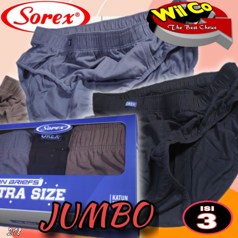 K218T - (DIJUAL PER 1 BOX ISI 3 Pcs) CELANA DALAM PRIA JUMBO IMPORT SOREX SIZE 2XL - 4XL