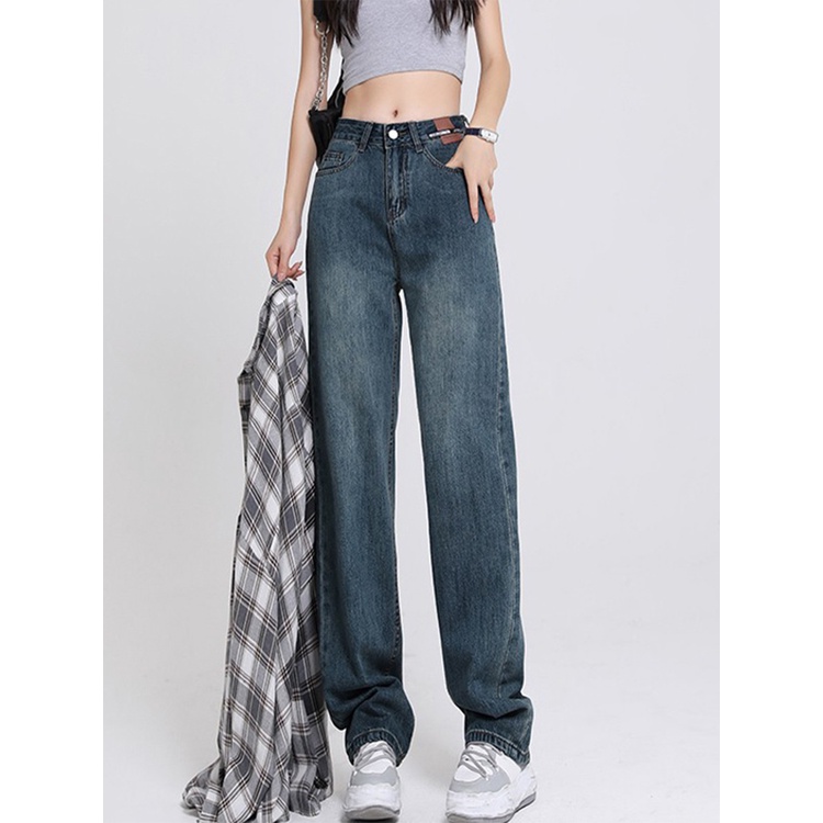 Jeans Wanita Pinggang Tinggi Terbaru/ Highwaist Straight Loose Kasual Jeans Wanita