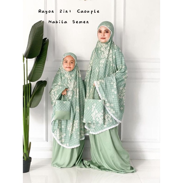 Mukena Rayon Caouple 2in1 Nabila Free Tas