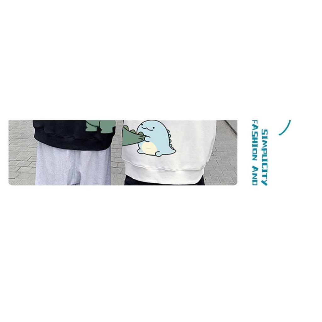 Baju Hangat Modis Musim Gugur Hoodie Dinosaurus Pasangan Atasan Kartun Korea Punk Wanita Hoodie Kawaii Longgar Antik Gadis