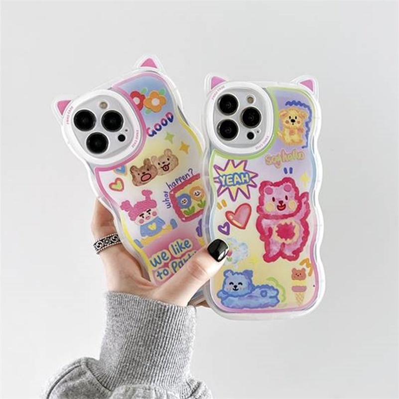 Soft Case Silikon Motif Kartun Graffiti Monster Untuk iPhone 14 13 12 11 Pro Max X Xr Xs Max 8 7 6 6s Plus