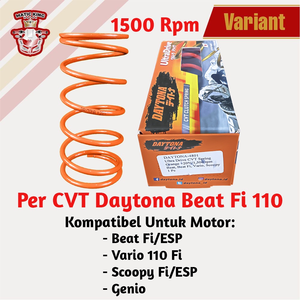 Per CVT Beat Scoopy Vario Genio Deluxe Spacy FI ESP 110 DAYTONA Racing KZL K44 K0J  1500 RPM