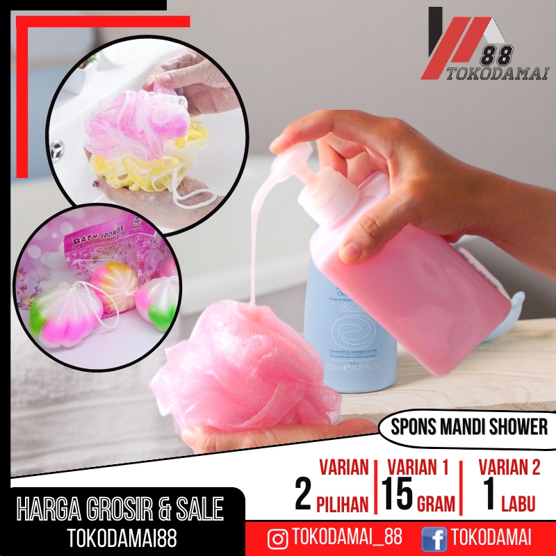 Spons Mandi 2 varian 15gram dan spons mandi labu