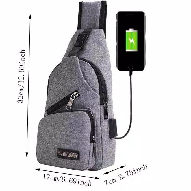 SGH.31Oc22a ▫ TAS USB Selempang Pria Slempang Sling Shoulder Bag Back Pack Travel Import Batam Murah