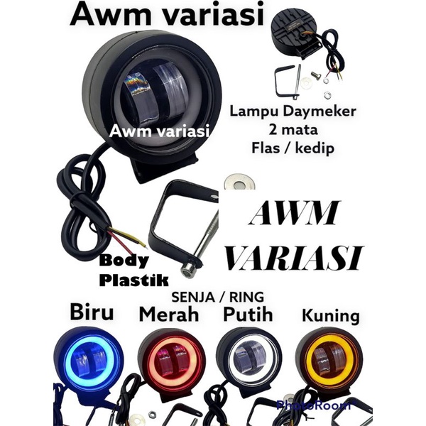 COD Lampu Tembak Sorot LED 4D Mata Lensa CWL 2 Model Bulat 20Watt AE 12-80Volt Universal Motor Mobil Body Plastik