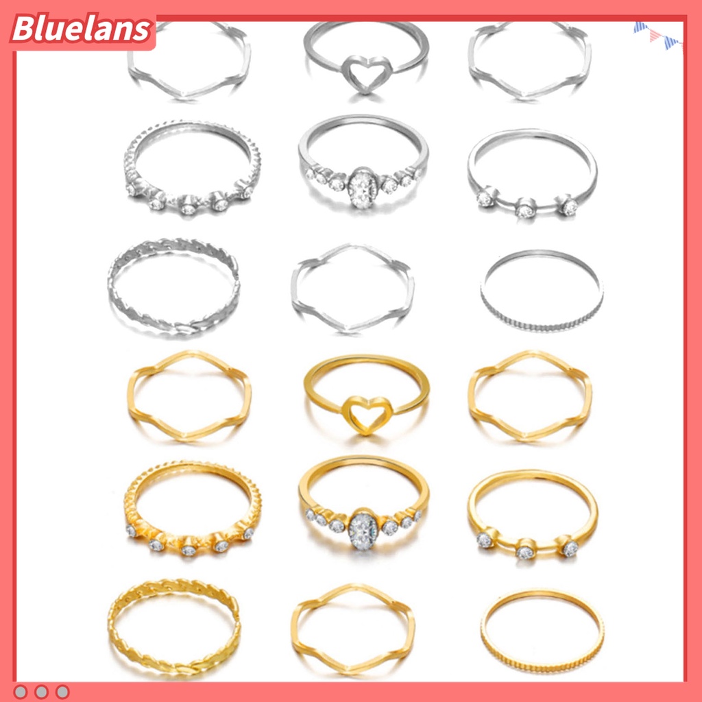 Bluelans 9 Pcs / Set Cincin Jari Gaya Vintage Untuk Hadiah Wanita