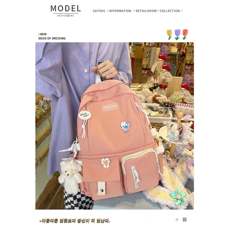 tas backpack kasual anak sekolah dan wanita korea import premium tan ransel anak wanita