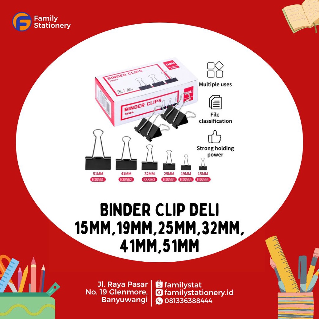 

Penjepit kertas / Binder Clip deli bebas karat dilapisi oleh electroforesis
