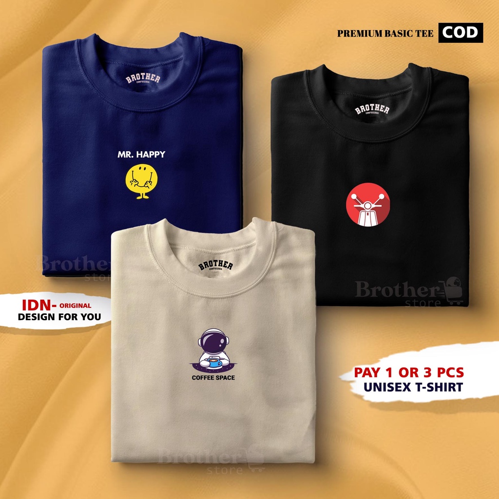 BUY 1 OR 3 PCS ( PROMO COD ) BROTHER STORE / Kaos Distro100% Catoon Combed 24s / Articel COFFE