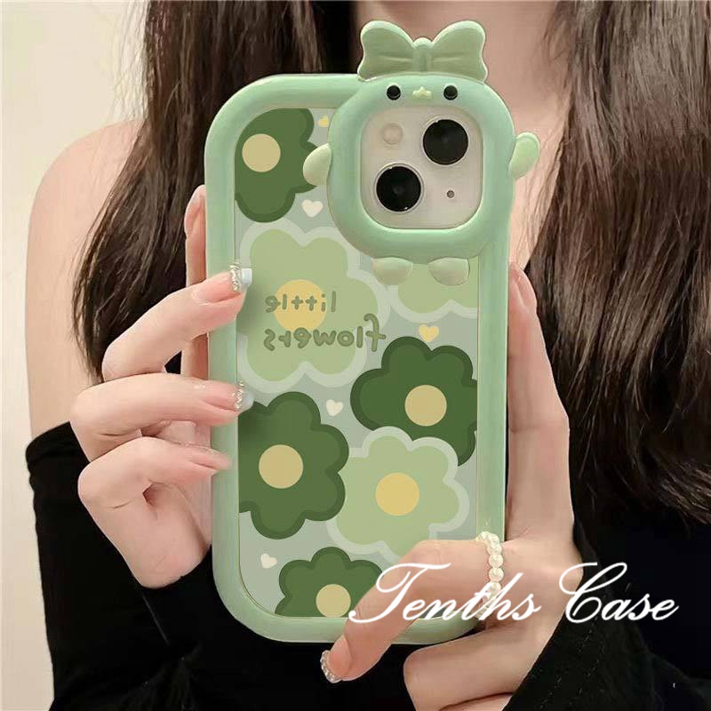 Redmi Note12 10C 9A 9C 9T Note 11 Pro+10 Pro 9T Mi12 Poco M4 Pro X3 GT Bunga Hijau Kecil Casing Ponsel Soft Cover Pelindung