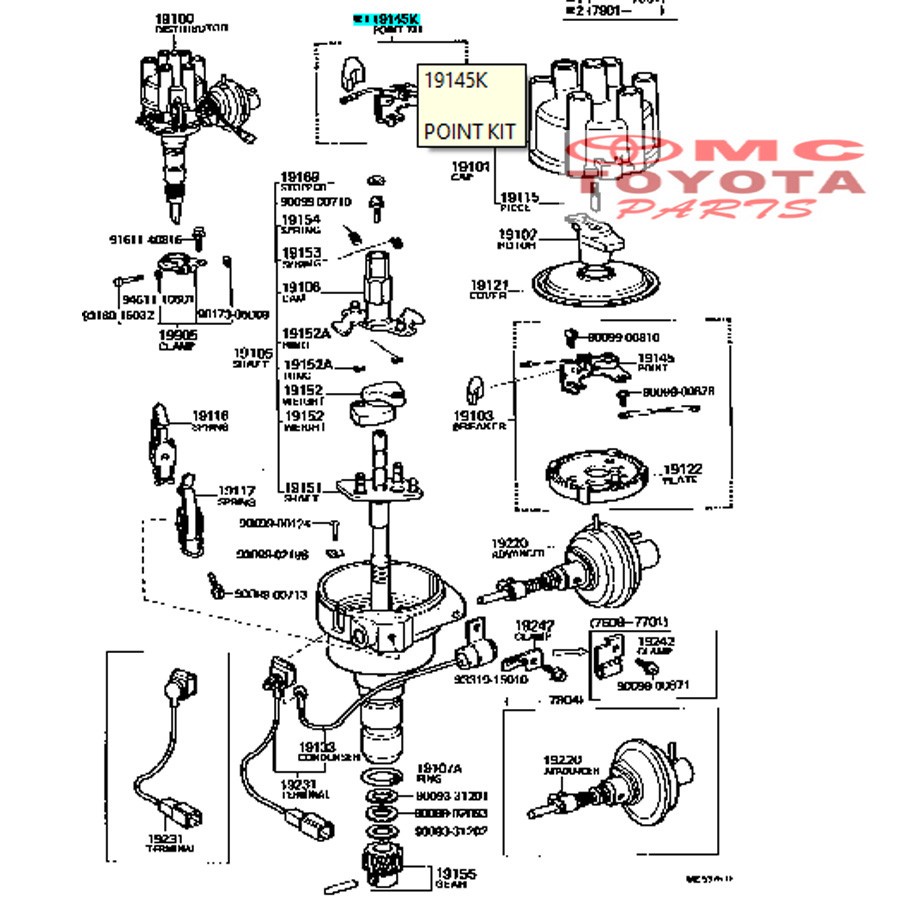 Platina DIstributor / Point Kit Land Cruiser 04191-41010