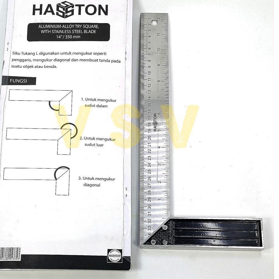 Promo besar--HASSTON Siku tukang 14" 3910-002 / Carpenter square / Penggaris siku