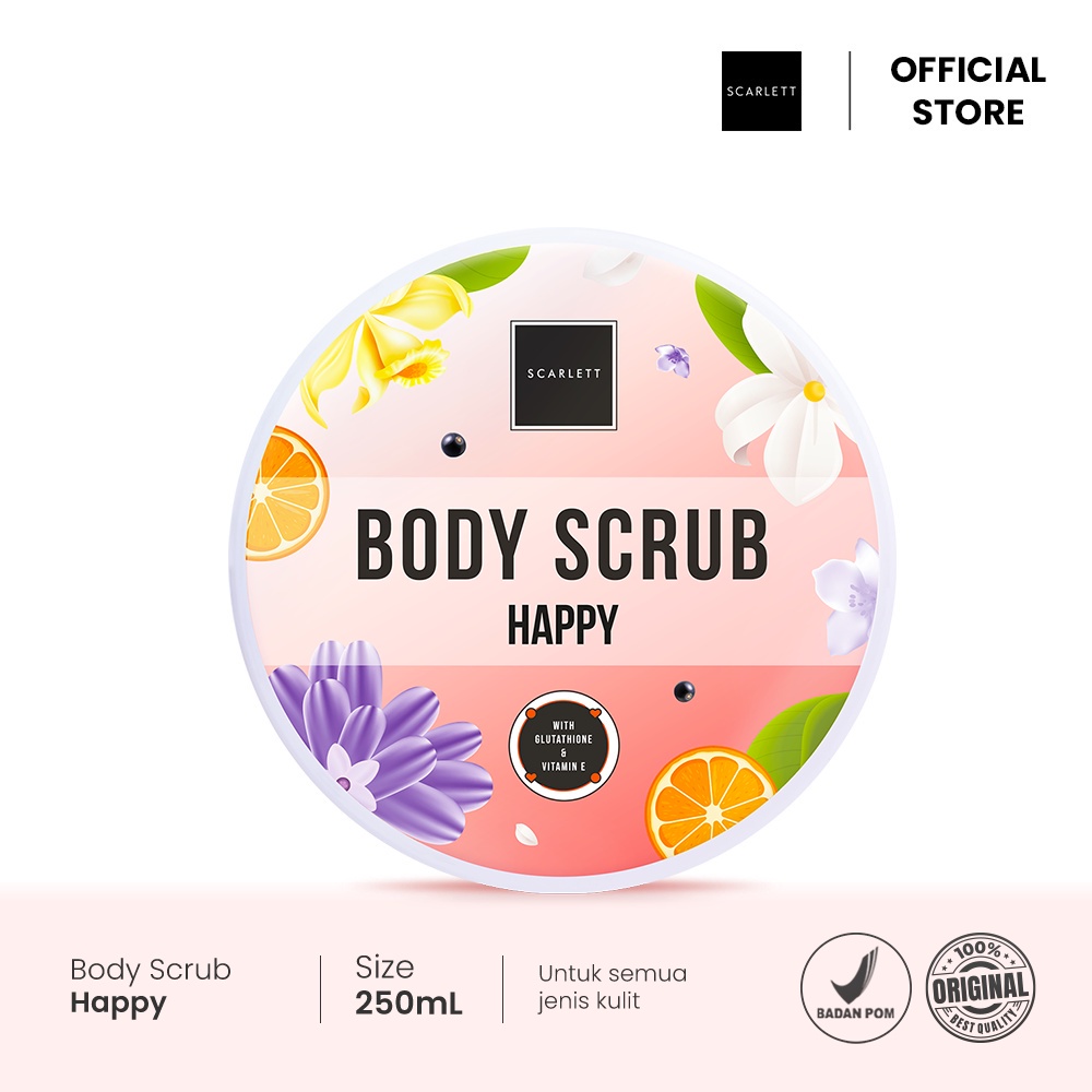 Rumah Cantik Scarlett Whitening Body Scrub Happy ORIGINAL BPOM MEDAN SKIN CARE