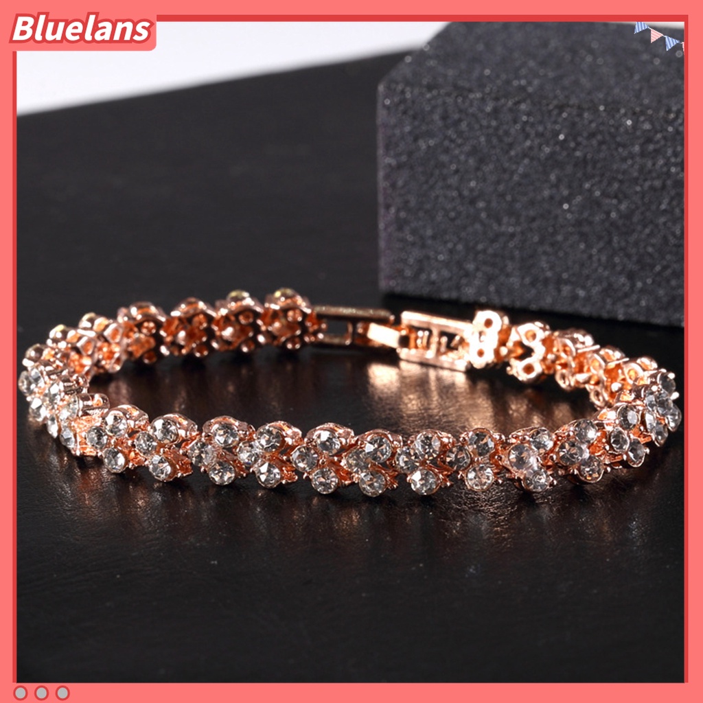 Bluelans Gelang Bentuk Hati Bahan Alloy Aksen Berlian Imitasi Untuk Pengantin