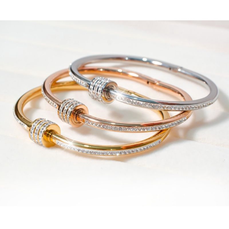 gelang titanium perhiasan wanita import anti luntur