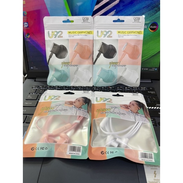 U92 MACARON headset / handsfree / earphone macaron colour hifi extra bass with mic